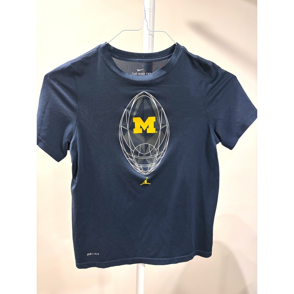 Jordan Brand Michigan Football Cyber Y2K Graphic Tee Mens L Navy Gorpcore